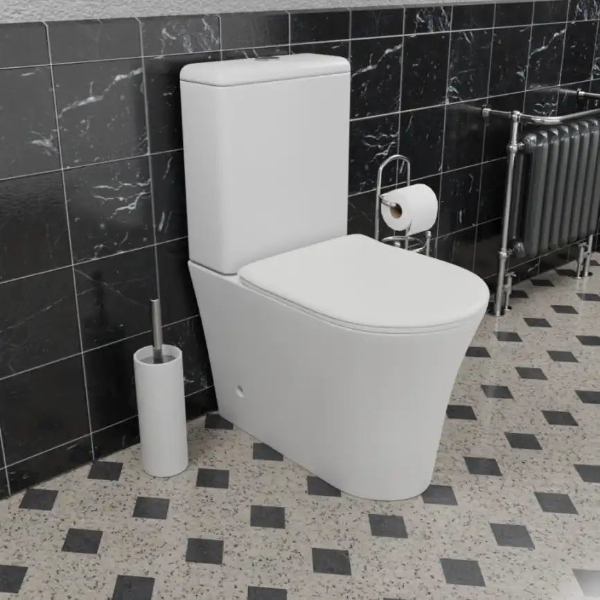 Унитаз-компакт CeramaLux 1219A, безободковый, с бачком и сидением микролифт Белый фото 1