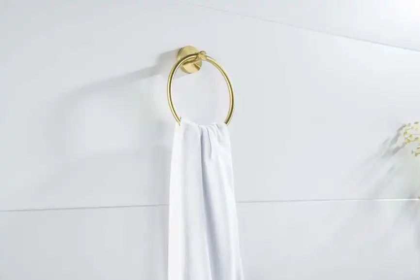 Держатель полотенец кольцо Aquatek Европа AQ4112BG, Золото матовое фото 4