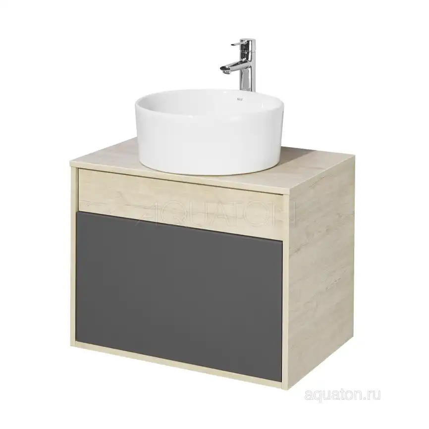 Тумба под раковину Aquaton Лофт Урбан 65 1A254001LQX60 подвесная цвет, серый графит / дуб орегон фото 12