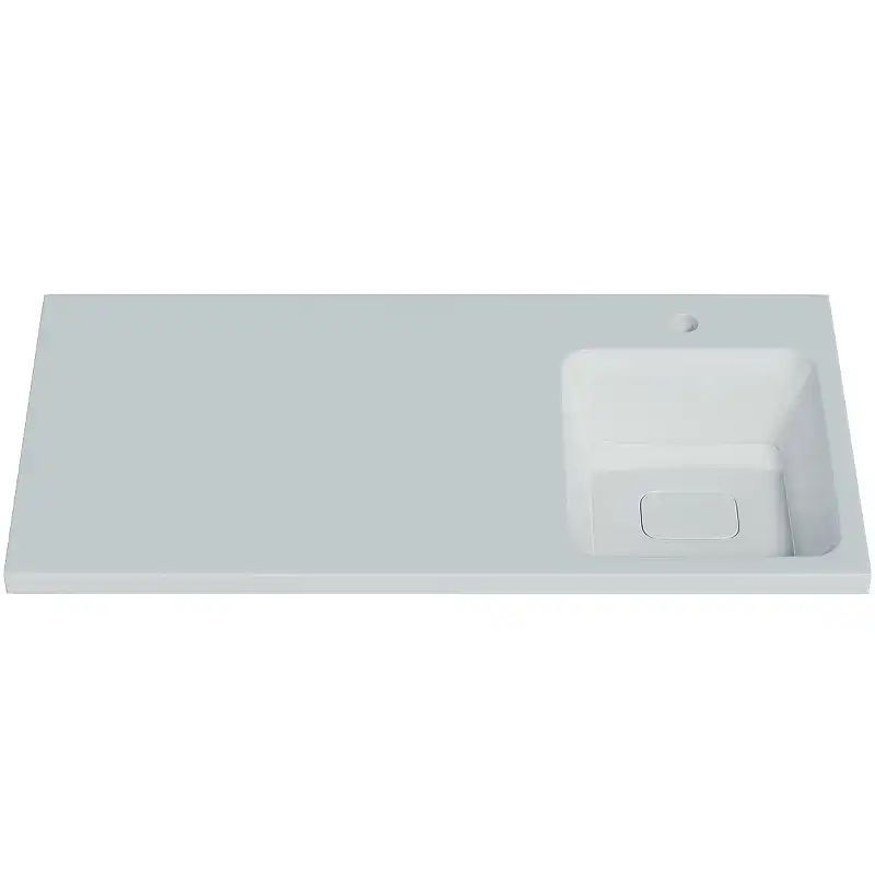 Раковина  Madera Kamilla 110х48 R 4627173210034 правая над стиральной машиной, из литьевого мрамора, Белая фото 2