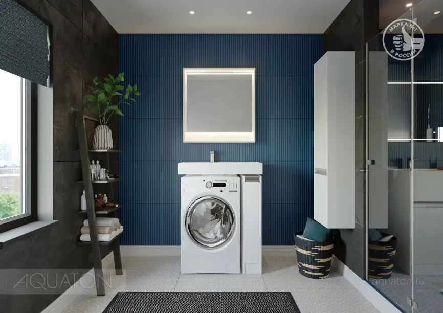 Шкаф-пенал Aquaton Лондри 35 1A236203LH010 подвесной цвет, белый глянец фото 5