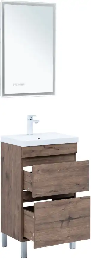 Тумба под раковину Aquanet Нота New 50 напольная, дуб веллингтон табак, 344136 фото 6