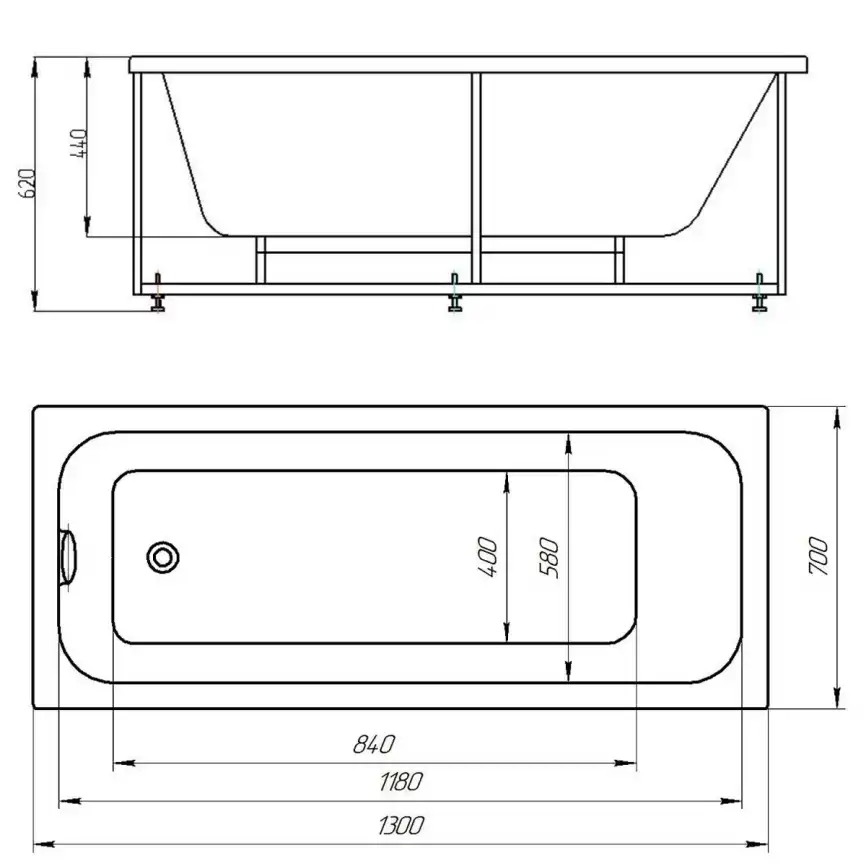 Акриловая ванна AZARIO BELLA 130х70 AV.0020130, прямоугольная фото 6