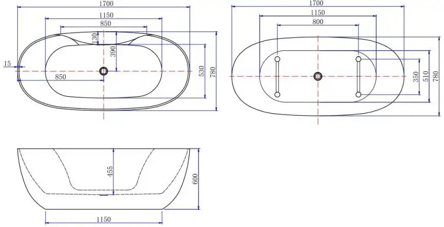 Акриловая ванна Aquanet Family Sweet 170x78 155778MW Matt Finish 287097 фото 2
