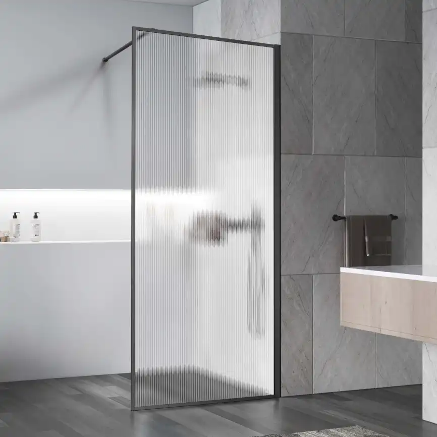 Душевая перегородка Vincea Walk in HP Art 90 VSW-1HP900FLGM, профиль вороненая сталь, стекло рифленое фото 1