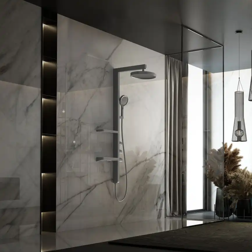 Душевая система  Vincea Inspire VSFS-3I11GM VSFS-3I11GM для ванны с изливом, вороненная сталь фото 1