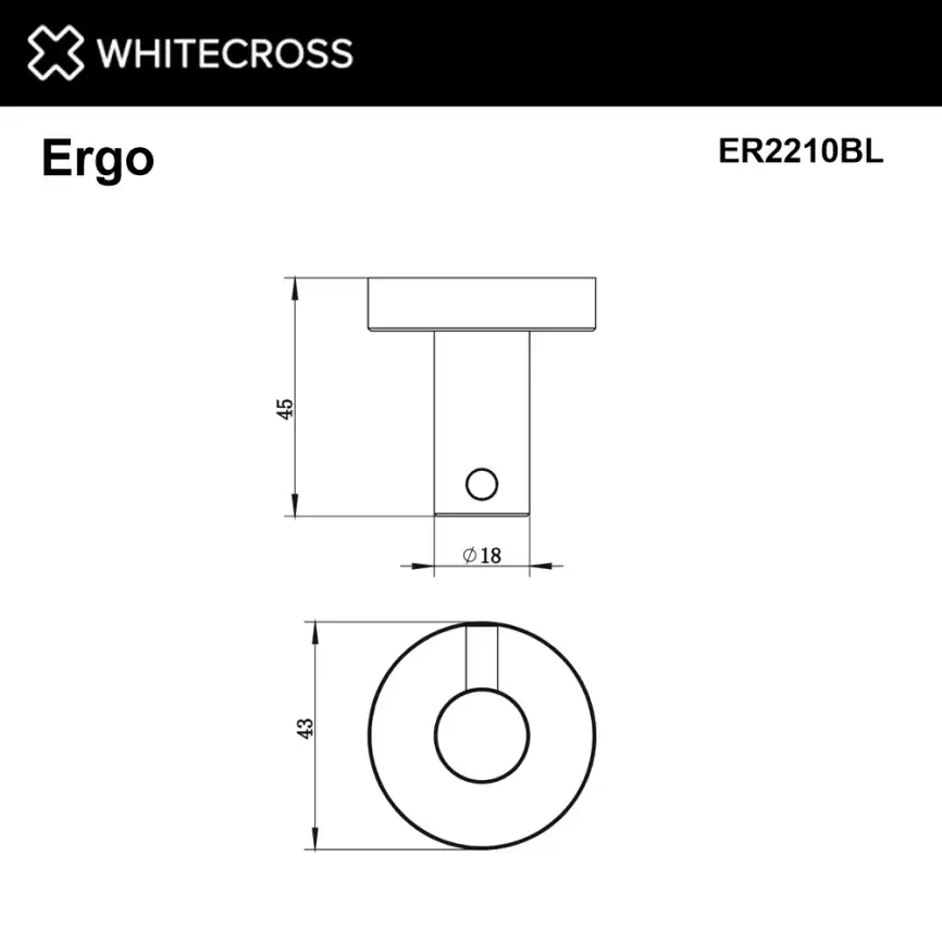 Крючок Whitecross ERGO black, ER2210BL, Черный матовый фото 2