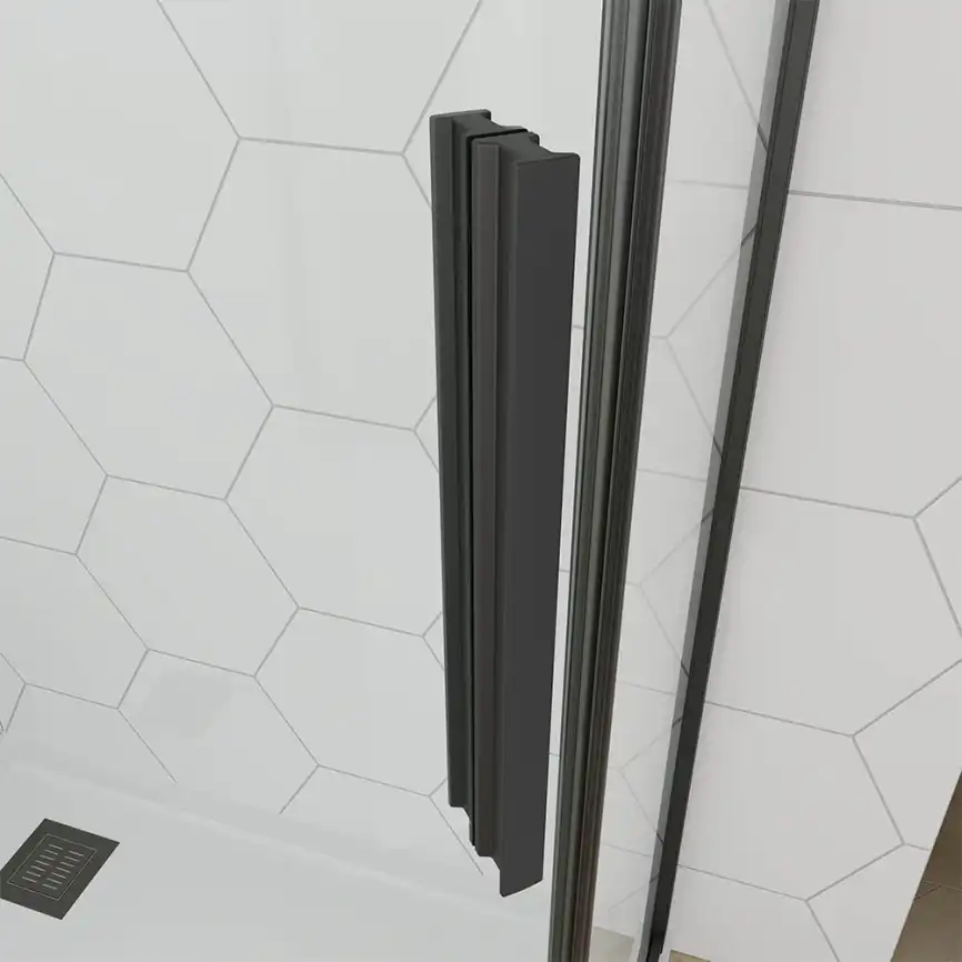 Душевой угол Veconi Ottimo P10 B, 800x800x1900, черный матовый, стекло тонированное матовое фото 3