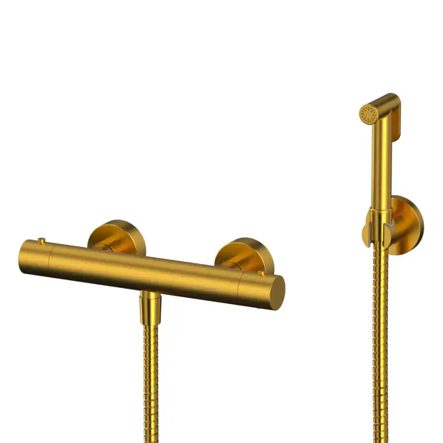 Смеситель с гигиеническим душем Whitecross Y brushed gold наружного монтажа Золото брашированное, SYSYBI3GLB фото 1