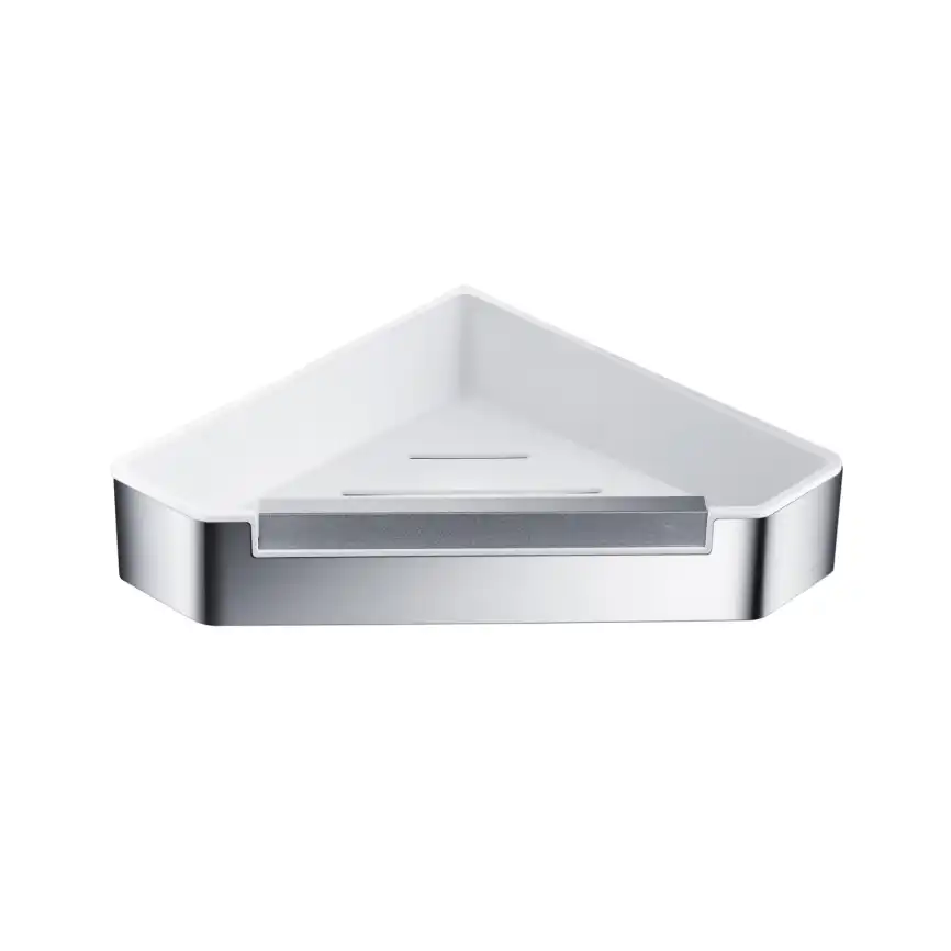 Полка для душа угловая Aquatek AQ4976CR со стеклоочистителем, Хром фото 1