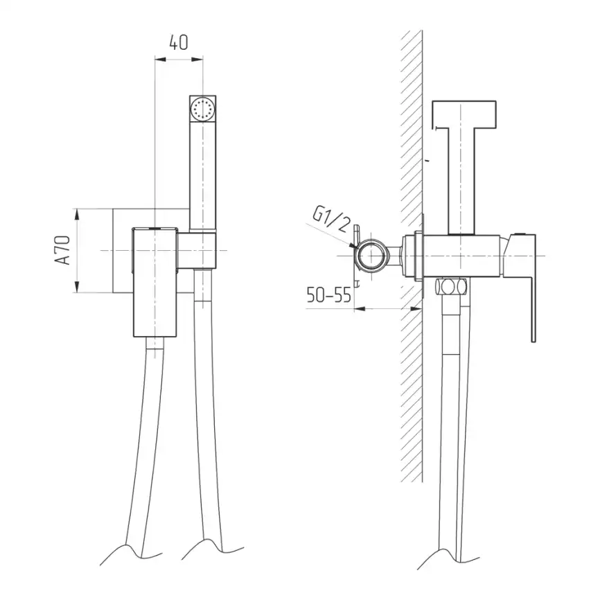 Гигиенический душ со смесителем AVS Cube 811-231-GM, оружейная сталь фото 16