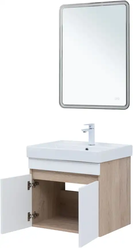 Тумба под раковину Aquanet Оптима 60 дуб светлый/белый сатин, 344799 фото 10