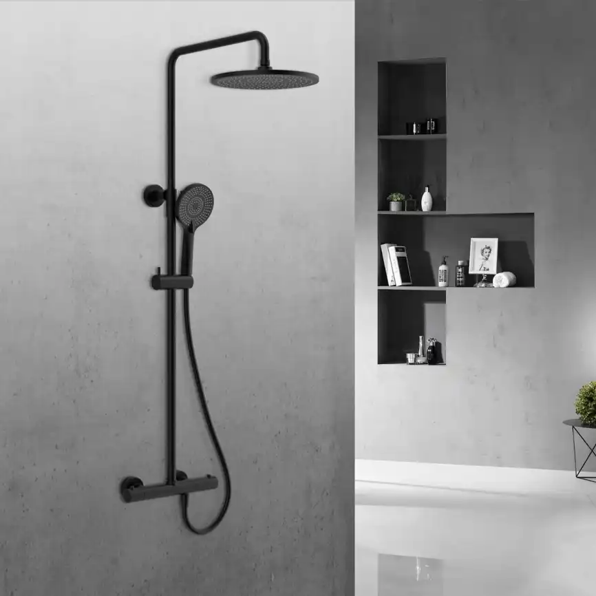 Душевая система  Vincea Esse VSFS-1E0TMB VSFS-1E0TMB  с термостатом, черный матовый фото 1