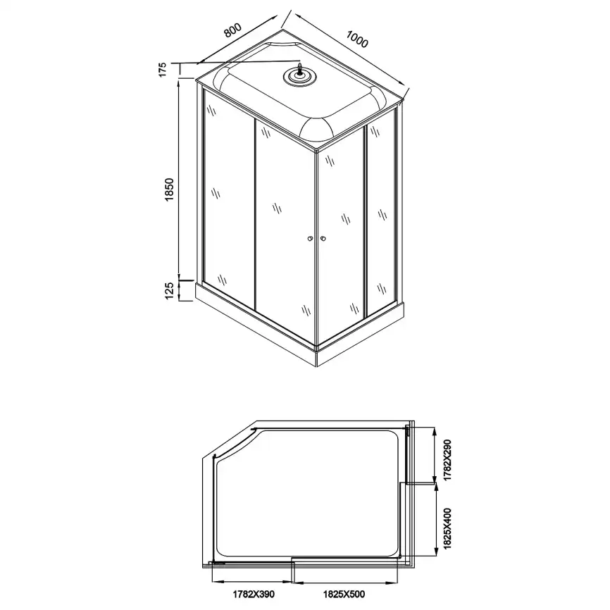 Душевая кабина Loranto 100х80 CS-5180-13L G, низкий поддон, цвет профиля сатин фото 19
