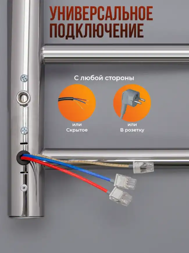 Полотенцесушитель электрический 50x80 AVS Блюз с терморегулятором, хром фото 7