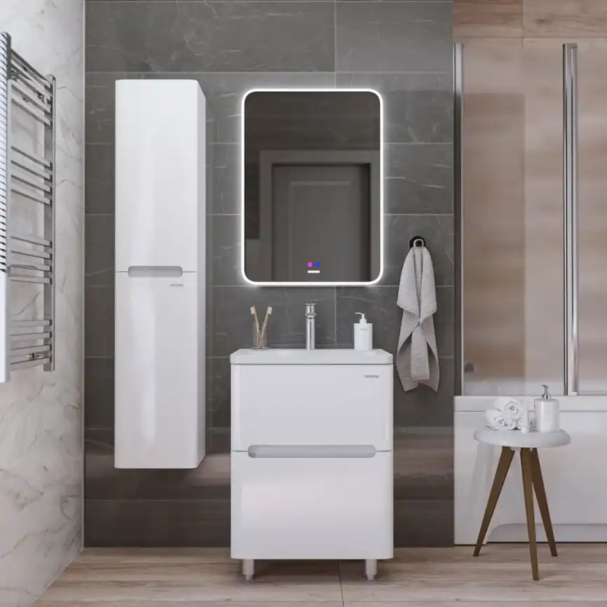 Тумба под раковину Grossman Адель-Норма 60 напольная, белая глянцевая (106039) фото 2