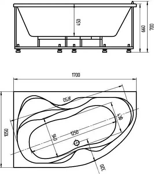 Акриловая ванна Aquatek Вега VEG170-0000073 170x105 левая, с фронтальным экраном фото 5