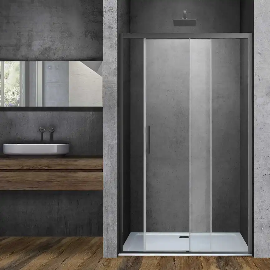 Душевая дверь Vincea Soft 110 VDS-3SO110CLGM, раздвижная, профиль вороненая сталь, стекло прозрачное фото 1