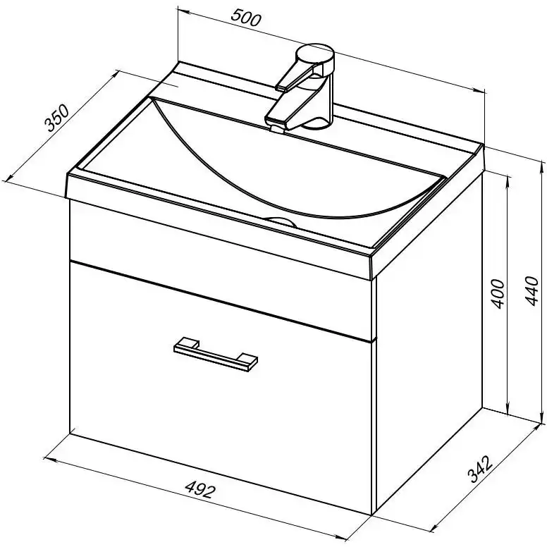 Тумба под раковину Aquanet Нота 50 белый 159138 фото 2