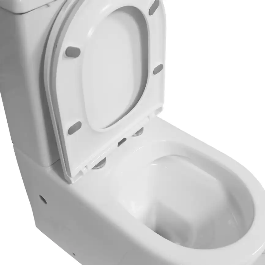 Унитаз-компакт Azario Blanco AZ-T003B-R напольный, безободковый, в комплекте с бачком и сиденьем микролифт, Белый глянцевый фото 6