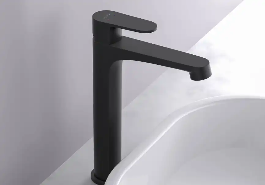 Смеситель для накладной раковины Aquatek Оберон AQ1204MB, однорычажный, высокий, Черный матовый фото 6