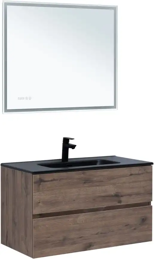 Тумба под раковину Aquanet Алвита New 90 2 ящика, дуб веллингтон табак 334187 фото 7