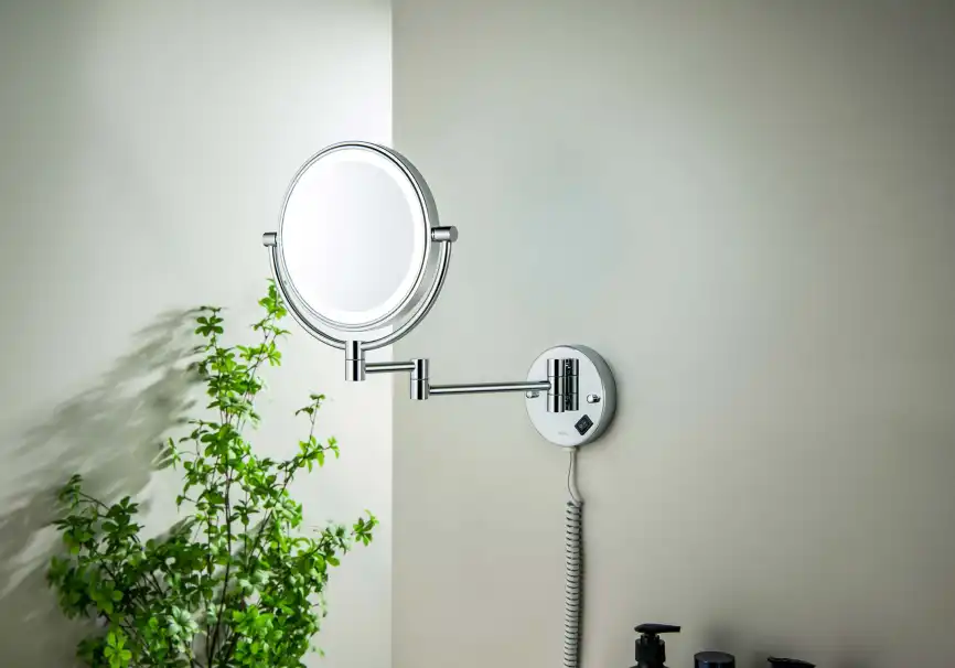 Зеркало косметическое Aquatek AQ4915CR настенное с подсветкой 5х, Хром фото 3