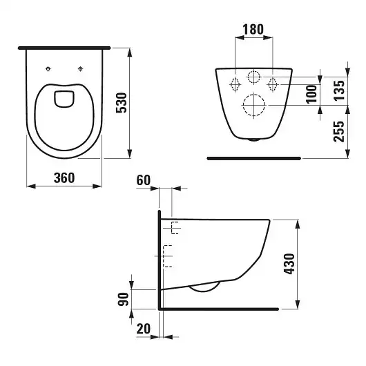 Унитаз подвесной Laufen PRO Rimlless 8.2096.6.000.000.1, безободковый, с тонким сиденьем микролифт фото 4