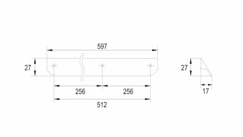 Мебельная ручка CEZARES ECO RS156BL.3/512 (60 см), матовый чёрный фото 3