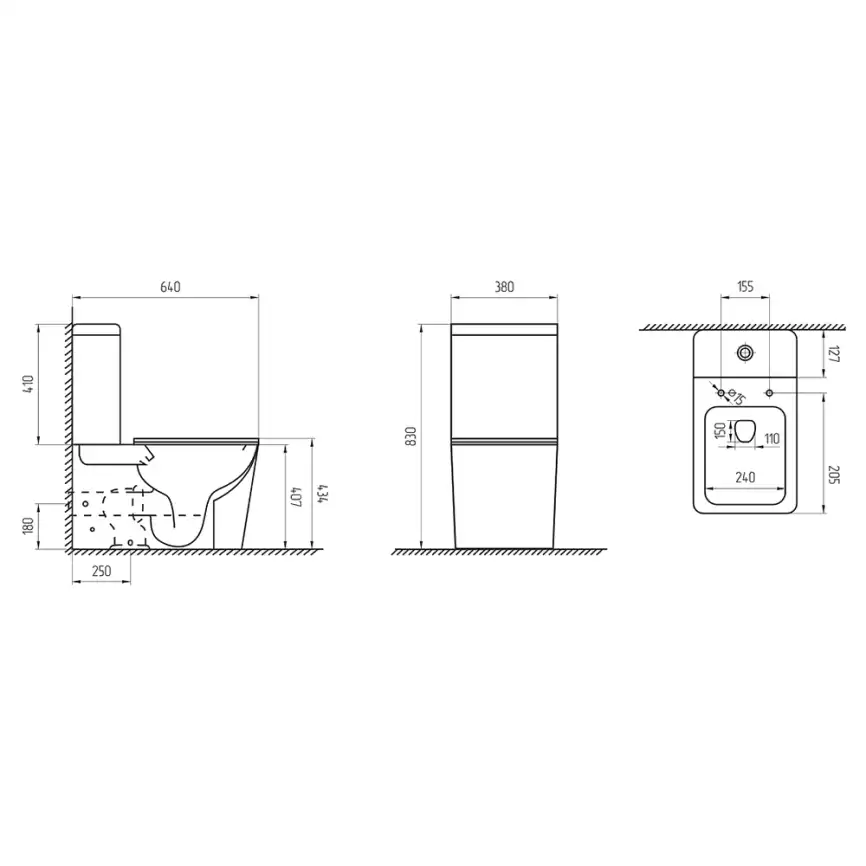 Унитаз-компакт AVS Атом 813-0001-MC безободковый, капучино матовый фото 3
