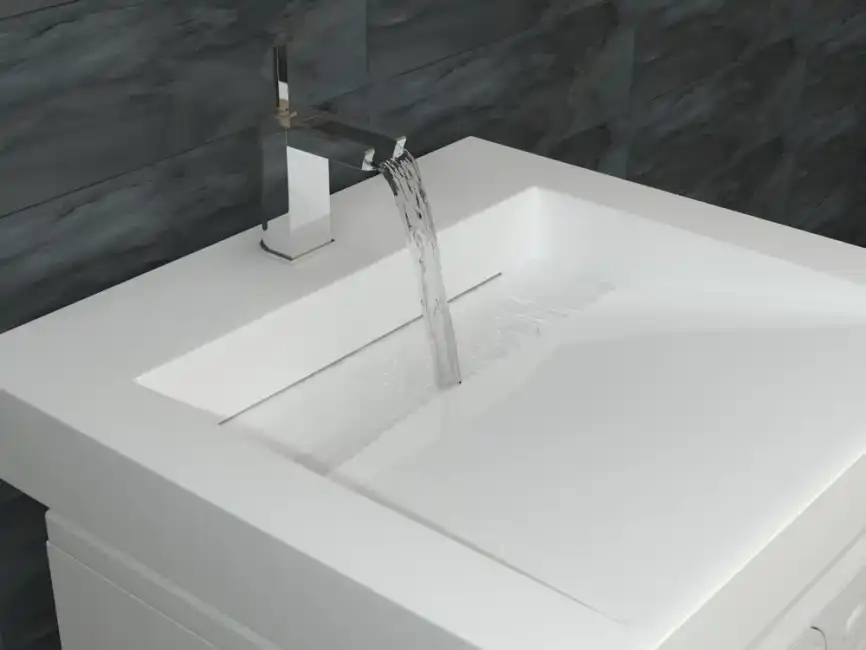 Раковина Marko Блюз 55 над стиральной машиной, из литьевого мрамора, Белая фото 4