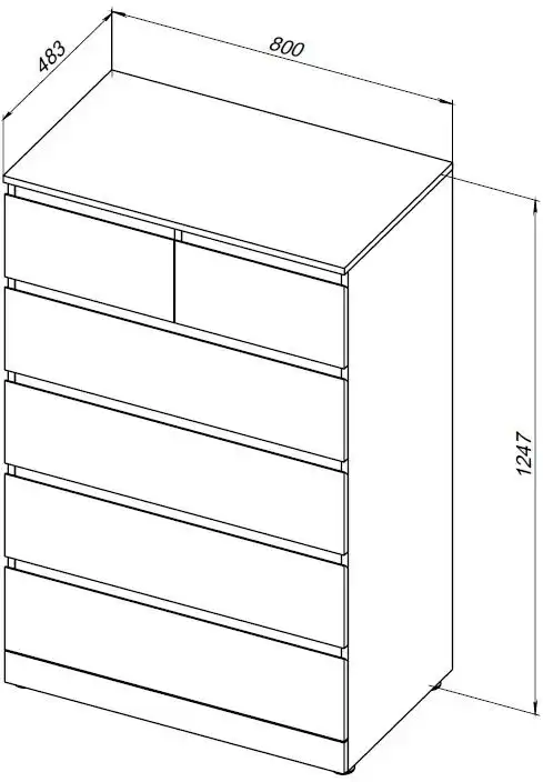 Комод Aquanet Сканди 800x480 Дуб эдгрейн (6 ящиков) 302545 фото 2