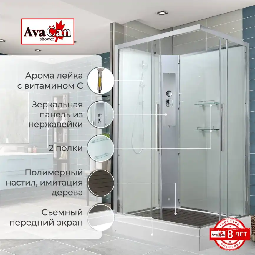Душевая кабина AvaCan K2012N 120x90 см, низкий поддон, без крыши фото 2