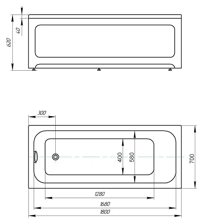 Акриловая ванна AZARIO BELLA 180х70 AV.0023180, прямоугольная фото 5