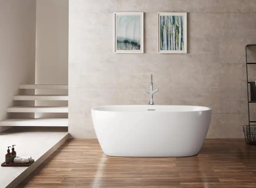 Акриловая ванна BELBAGNO 170х80 BB404-1700-800 овальная, отдельностоящая, Белая фото 3