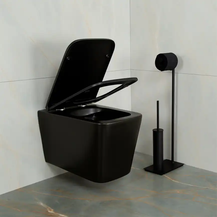 Унитаз подвесной AVS Куб 801-0035-P-R-MB безободковый, черный матовый фото 3