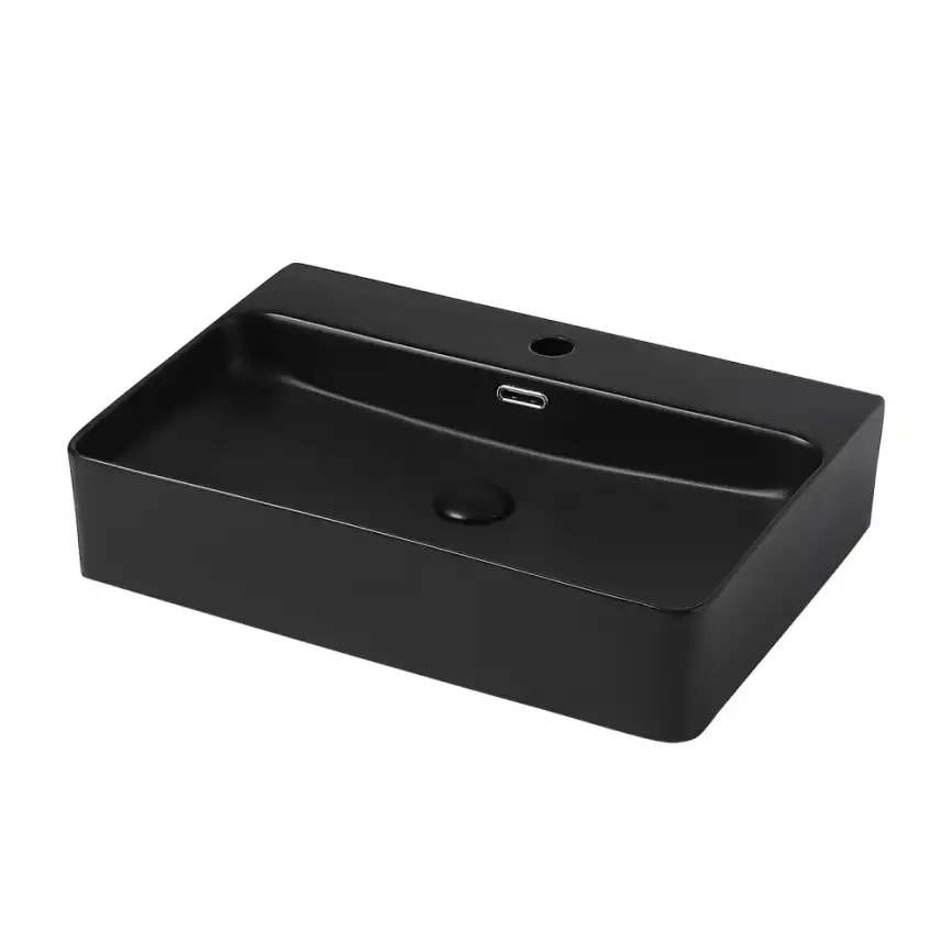 Раковина накладная ABBER RECHTECK 61х42х13,5 AC2201MB, прямоугольная, черная матовая фото 1