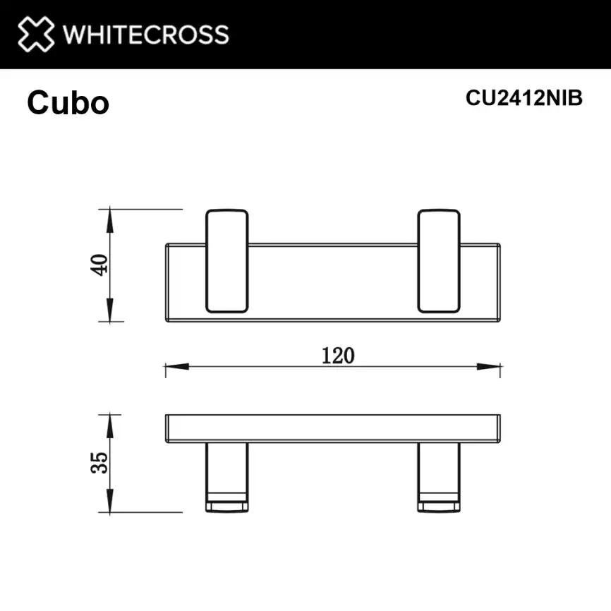 Крючок двойной Whitecross CUBO nickel brushed, CU2412NIB, Никель брашированный фото 2