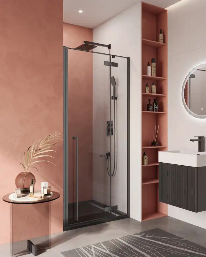 Душевая дверь Cezares Liner 90 см, LINER-B-12-90-C-NERO-R, профиль Черный, стекло Прозрачное фото 2