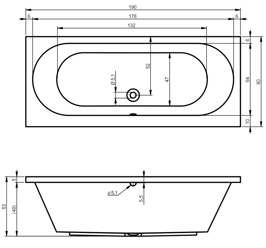 Акриловая ванна Riho CAROLINA 190x80 прямоугольная B057001005 фото 6