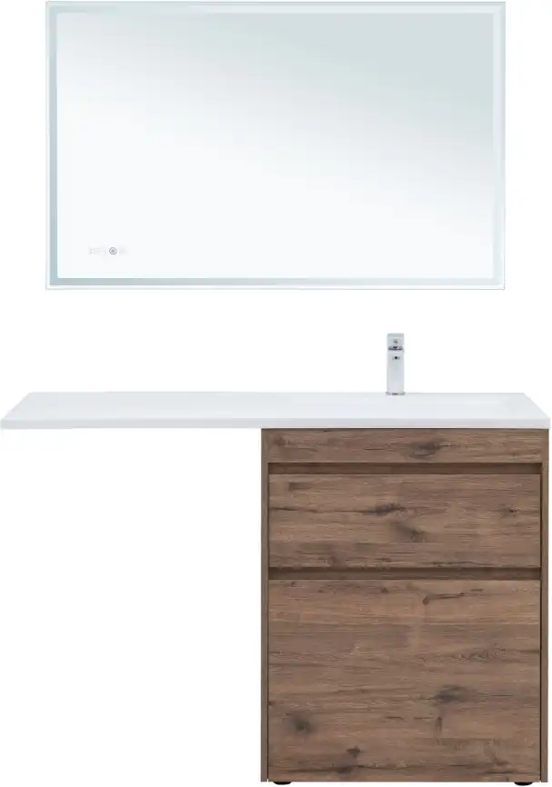 Тумба под раковину Aquanet Токио 130/68 дуб веллингтон (напольная 2 ящика) 333652 фото 9