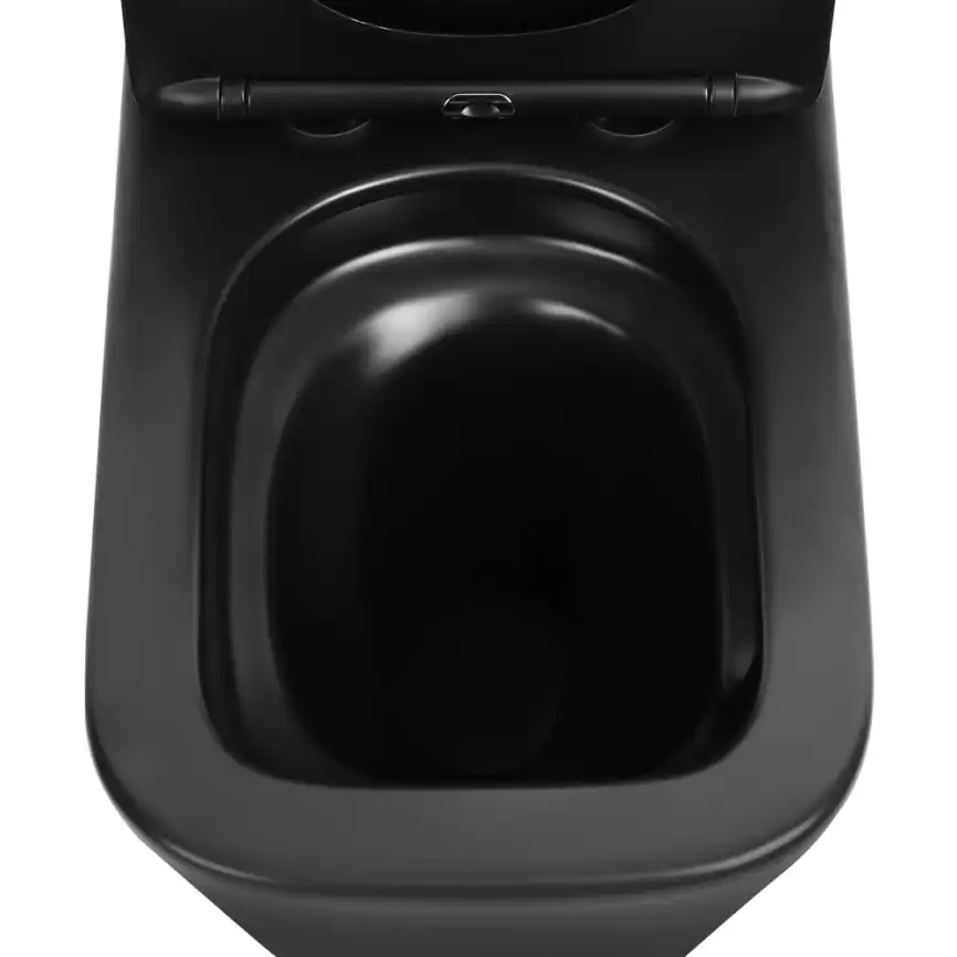 Унитаз-компакт ABBER Rechteck AC1210TMB черный матовый, безободковый, с бачком и сиденьем икролифт, смыв торнадо фото 7