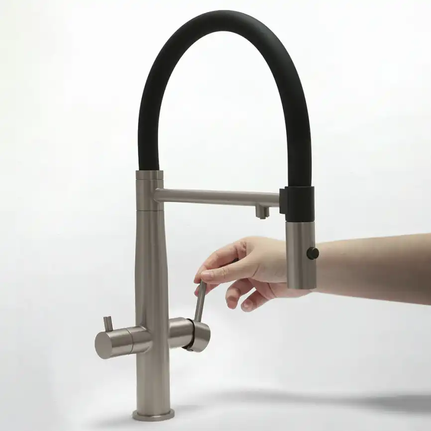 Смеситель для кухни с гибким изливом AVS PureRiver брашированный никель, 811-170-BN фото 11