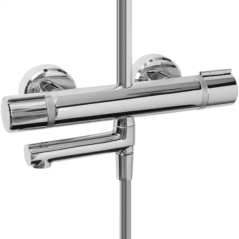 Душевая система Jacob Delafon Atom E26237-CP для ванны с изливом, термостатическая, верхний душ, Хром фото 3