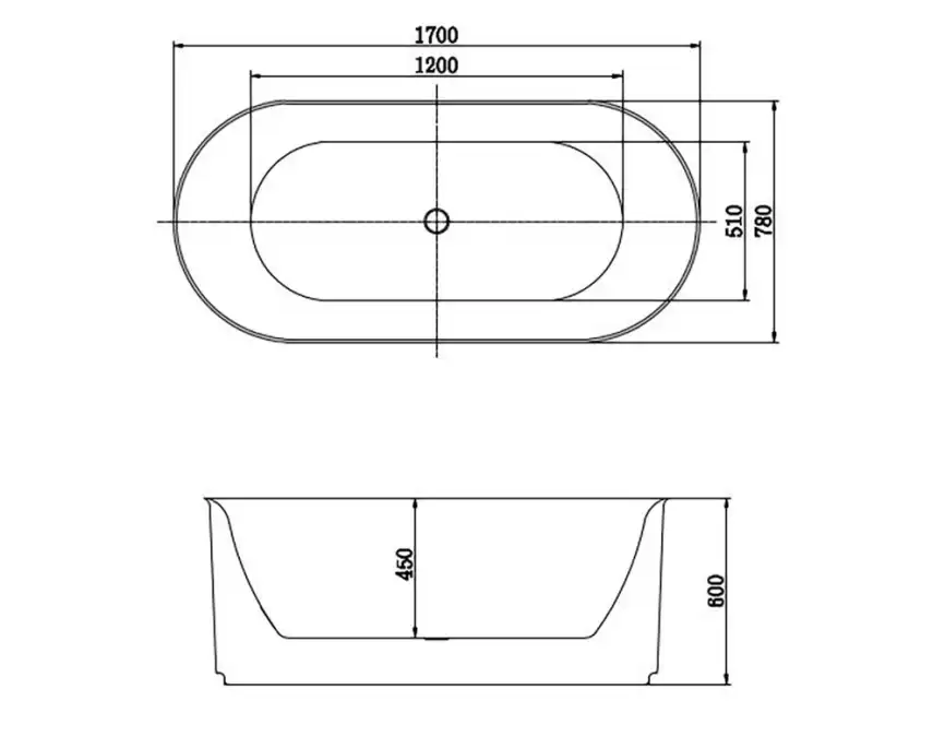 Акриловая отдельностоящая ванна Aquatek Модена 170х78 см, AQ-1163778, белая глянцевая фото 2