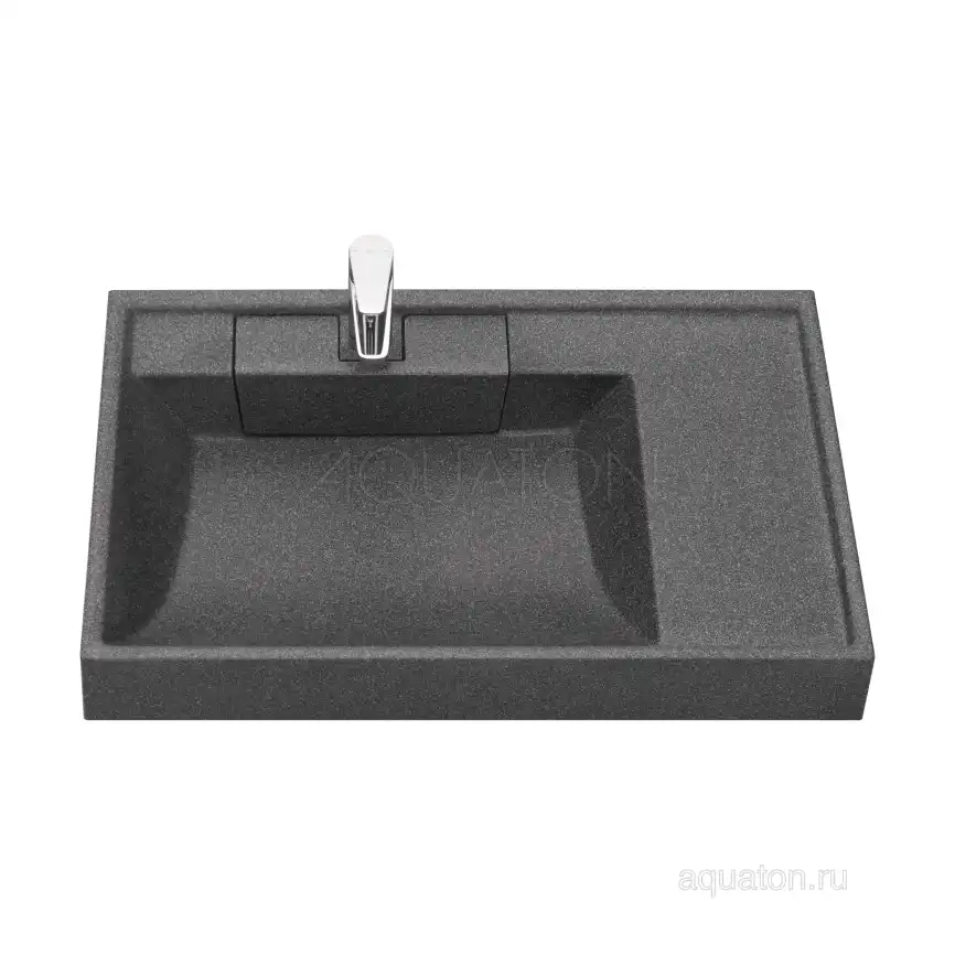 Раковина  Aquaton Рейн 80х50 1A72113KRW210  над стиральной машиной, из литьевого мрамора, Графит фото 3