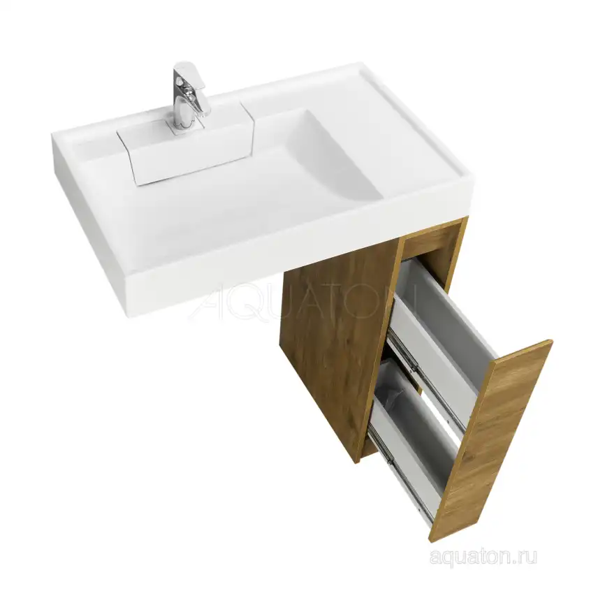 Тумба под раковину Aquaton Лондри 80 под стиральную машину без фасада 1A267101LHDR0 напольная цвет, дуб рустикальный фото 5