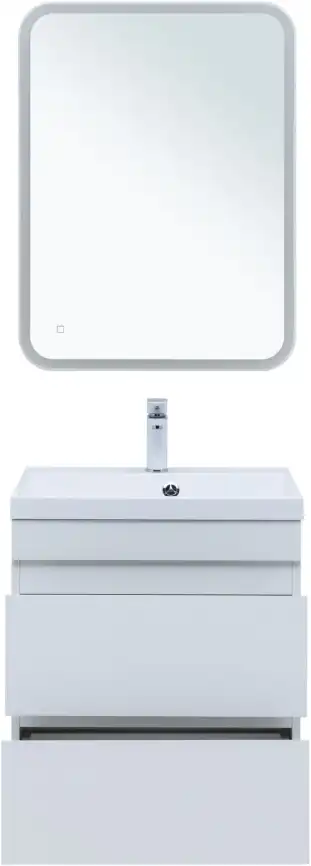 Тумба под раковину Aquanet Нота New 58 2 ящика, белый глянец 335417 фото 7