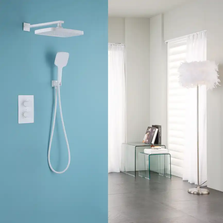 Душевая система ABBER Weiss Insel AF8051W скрытого монтажа без излива, термостат, белый фото 2