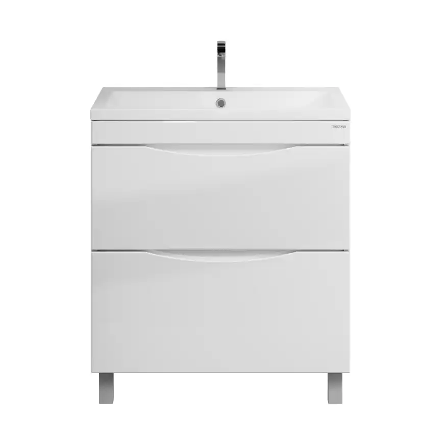 Тумба под раковину Grossman Виста 75 напольная, белая глянцевая (107565) фото 2